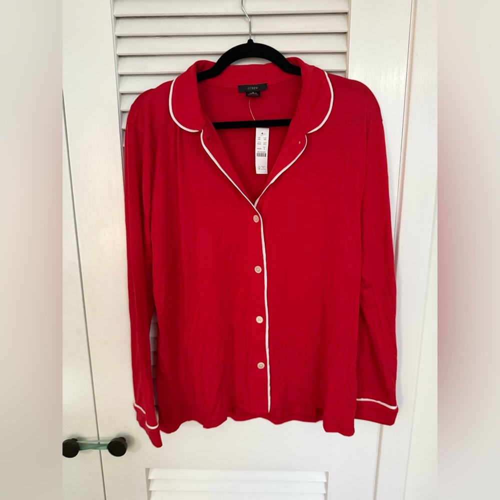 J. Crew Red Pajamas (Top and Pants) with White Trim
